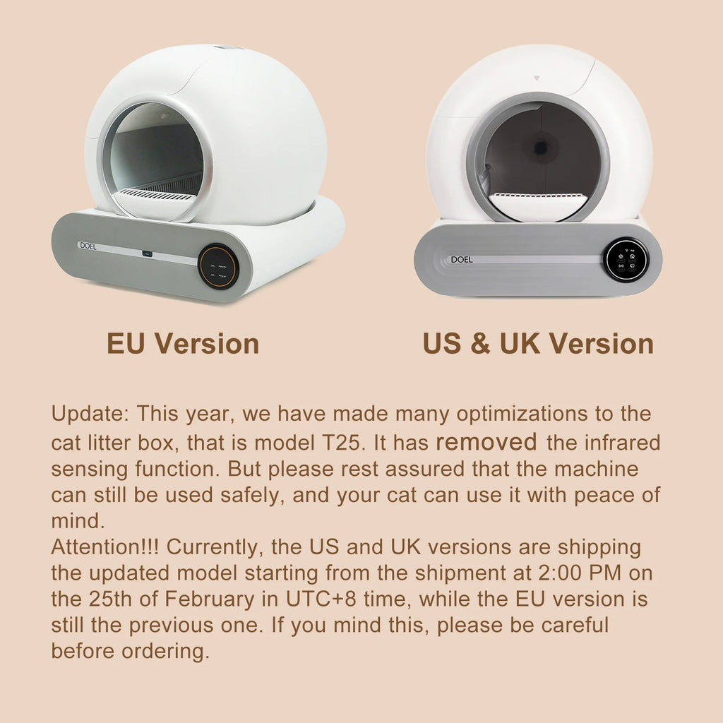 DOEL Self Cleaning Cat Litter Box 65L Automatic Cat Litter Box w/ Trash Bag & Litter Mat Smart Cat Toilet App Control 2.4G WiFi