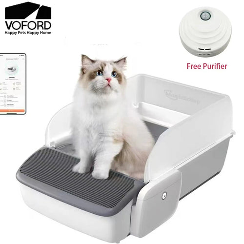 Automatic Self-cleaning Cat Litter Box Self-cleaning Cat Sandbox Scooping Open Semi-enclosed Cats Toilet with Free Air Purifier