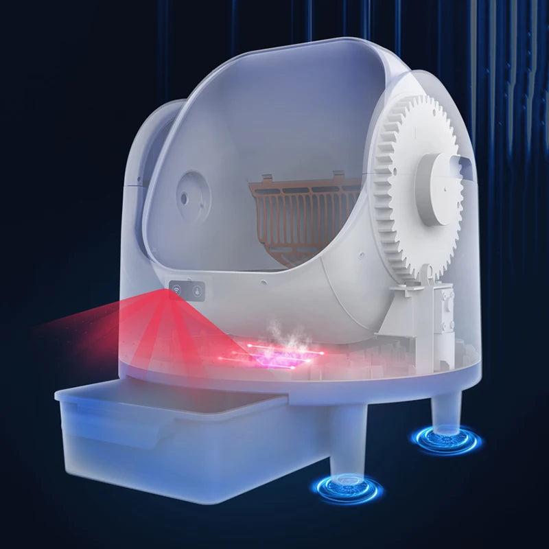 BOOTEELY Fully Automatic Cat Litter Box Oversized Anti-spatter Open Anti-odor Intelligent Electric Cleaning Cat Toilet